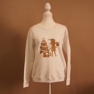 Women's Holiday "Christmas Tree & Elf" Crewneck Sweatshirt size S